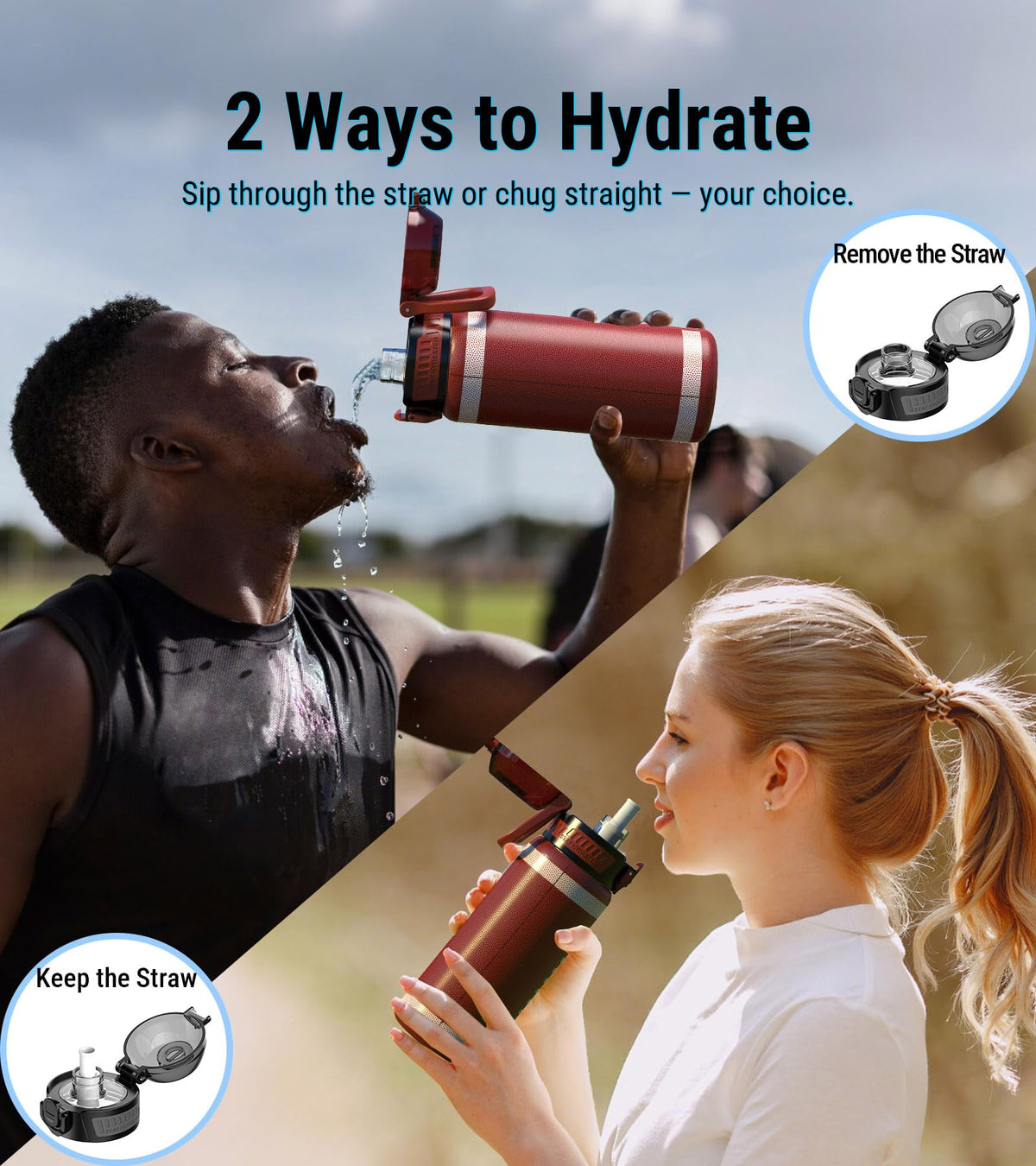 MYFOREST Insulated Sports Water Bottle, Odor-free Liner & Triple Insulated
