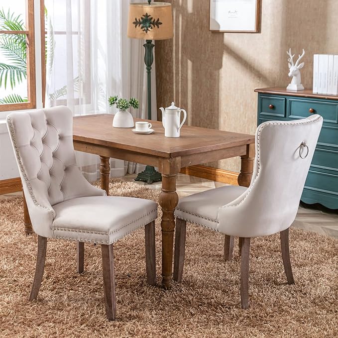 7-Piece Faux Marble Round Dining Table Set for 6, Modern Luxury Kitchen Table Set for 6 with Beige Tufted Chairs,Circle Dining Tables with White Marble Grain Top and Black Pedestal Base