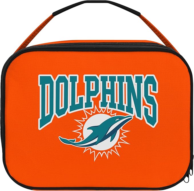 FOCO NFL Unisex-Adult Officially Licensed Wordmark Team Color Big Logo Football Zip Closure 7L Lunch Bag - Miami Dolphins