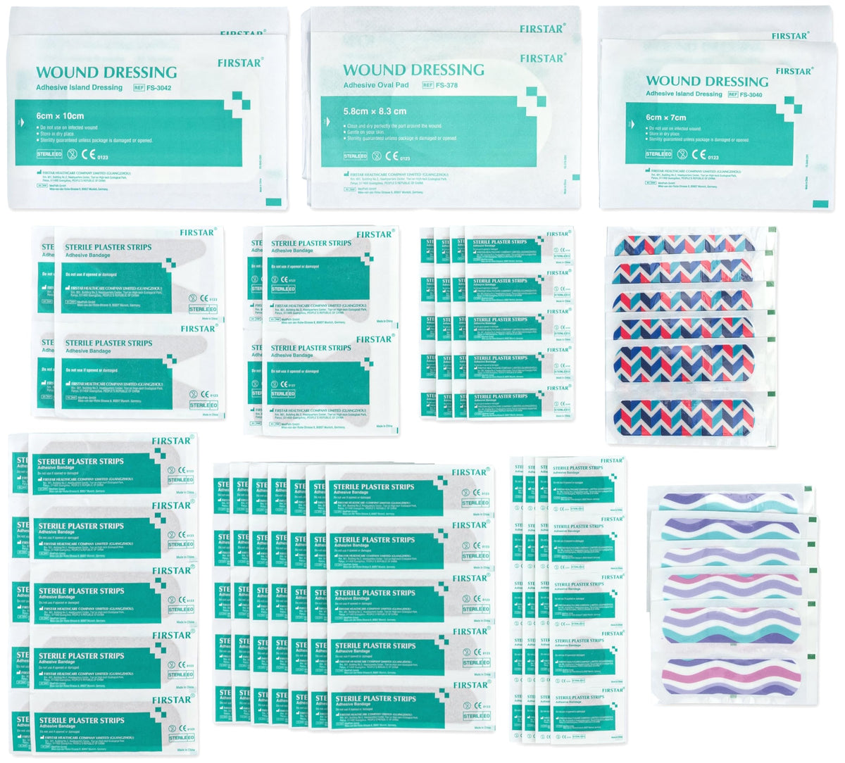 Bulk First Aid Bandages, Multiple Sizes & Shapes and Bands