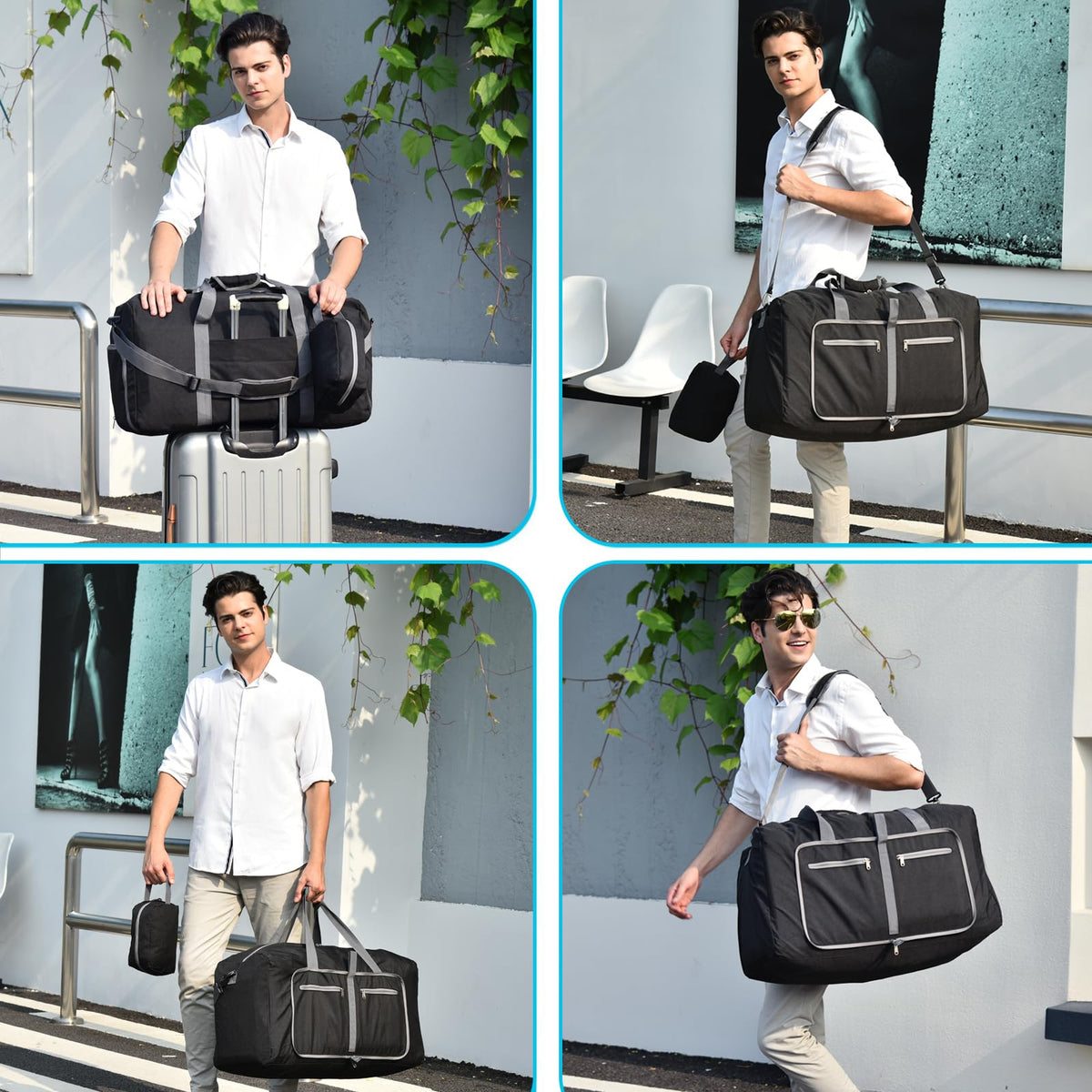 Felipe Varela Duffle Bag with Shoes Compartment and Adjustable Strap,Foldable Travel Duffel Bags for Men Women,Waterproof Duffel Bags