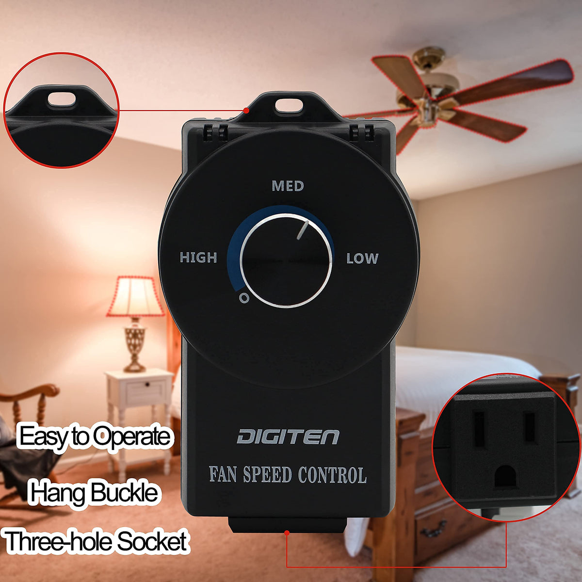DIGITEN Variable Speed Controller - Exhaust Fan Speed Adjuster for Duct Inline Fan