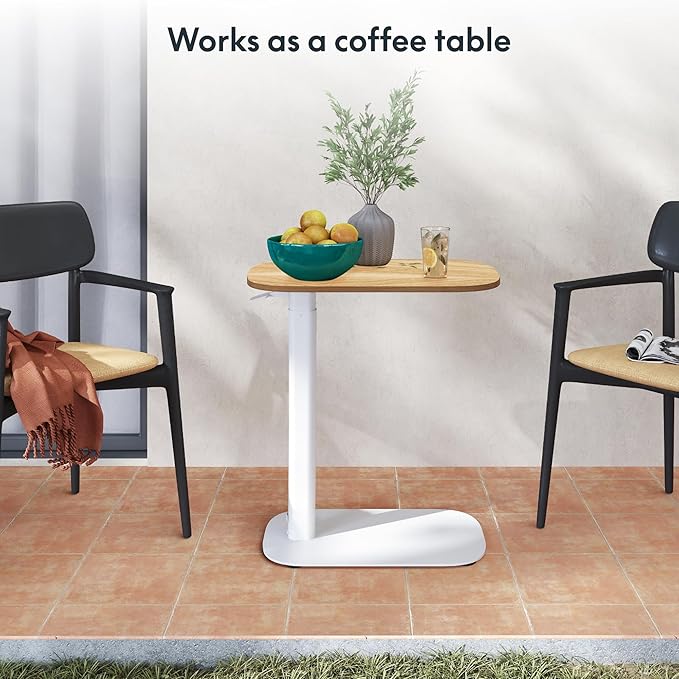 FLEXISPOT Adjustable C Table, Mobile Snack Side End Table Sofa Couch Bedside Table Laptop Cart TV Tray Night Stand Small Space Side Table(23.6" W x 13.8" D,Maple)
