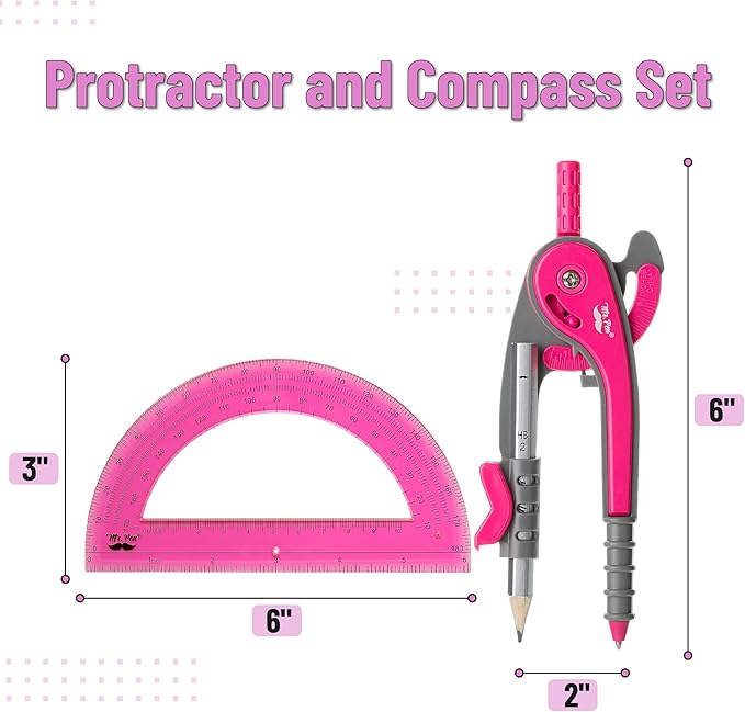 Mr. Pen- Compass and Protractor Set, Math Compass for Geometry and Drawing