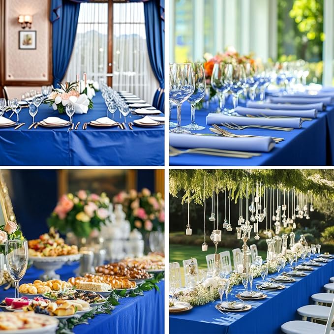 Rectangle Tablecloths 90x132 Inch 10 Pack Royal Blue Tablecloth for 6ft Washable Decorative Linen Polyester Table Cloths for 8ft Dining Table Banquets Buffet Parties and Wedding