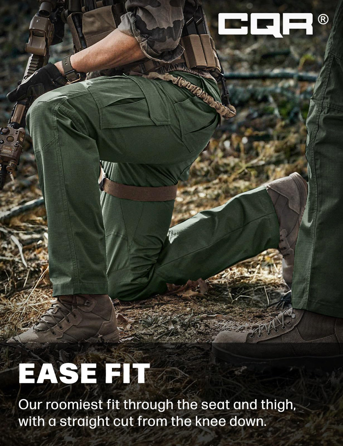 CQR Men's Tactical Pants, Water Resistant Ripstop Cargo Pants, Lightweight EDC Work Hiking Pants, Outdoor Apparel, Raider Green Kelp, 32W x 32L
