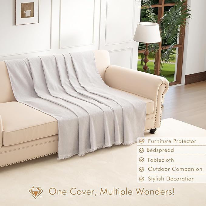 Couch Cover for 3-4 Cushion Couch Sofa Pet Friendly, Chenille Sectional L Shaped Sofa Cover Washable for Dogs Cats Kids, Furniture Protector Slipcover Decor for Living Room, 91"x150"