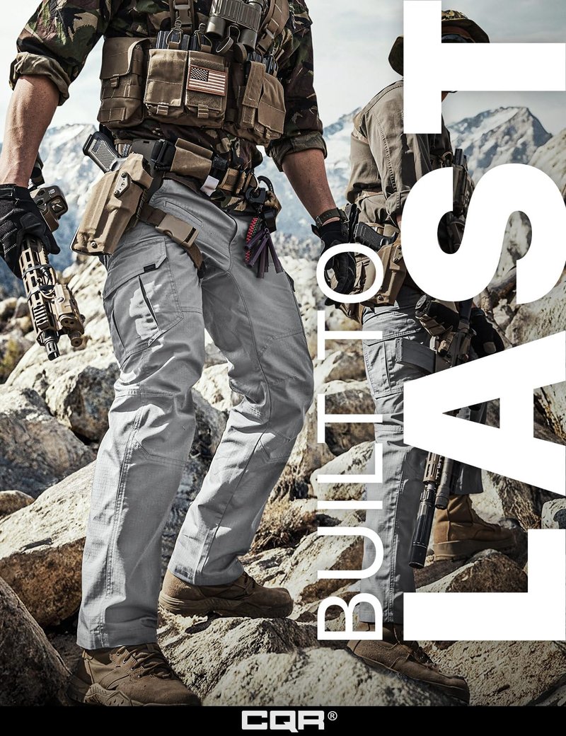 CQR Men's Tactical Pants, Water Resistant Ripstop Cargo Pants, Lightweight EDC Work Hiking Pants, Outdoor Apparel, Raider Stone, 36W x 34L