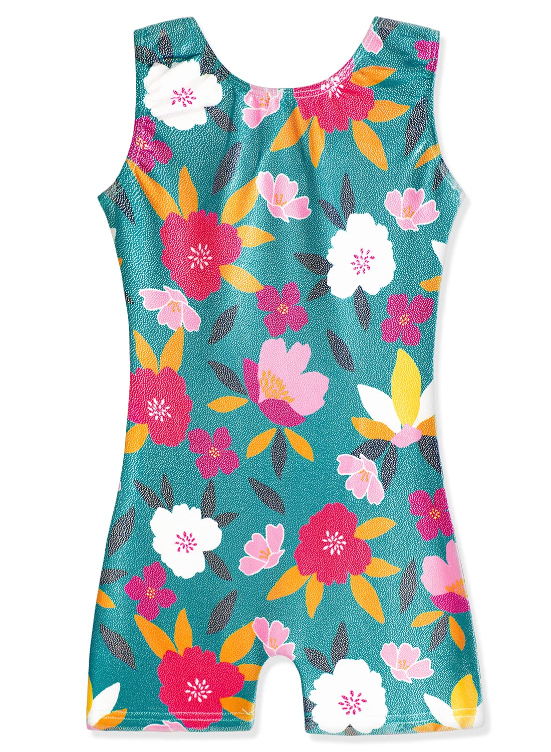HOZIY Gymnastic Leotards for Girls with Shorts Tumbling Outfits Size 6-7 Year Old 6/7 Kids Leo Biketard Green Pink White Flower Floral Gimnasia Para Nina Sparkle Sparkly