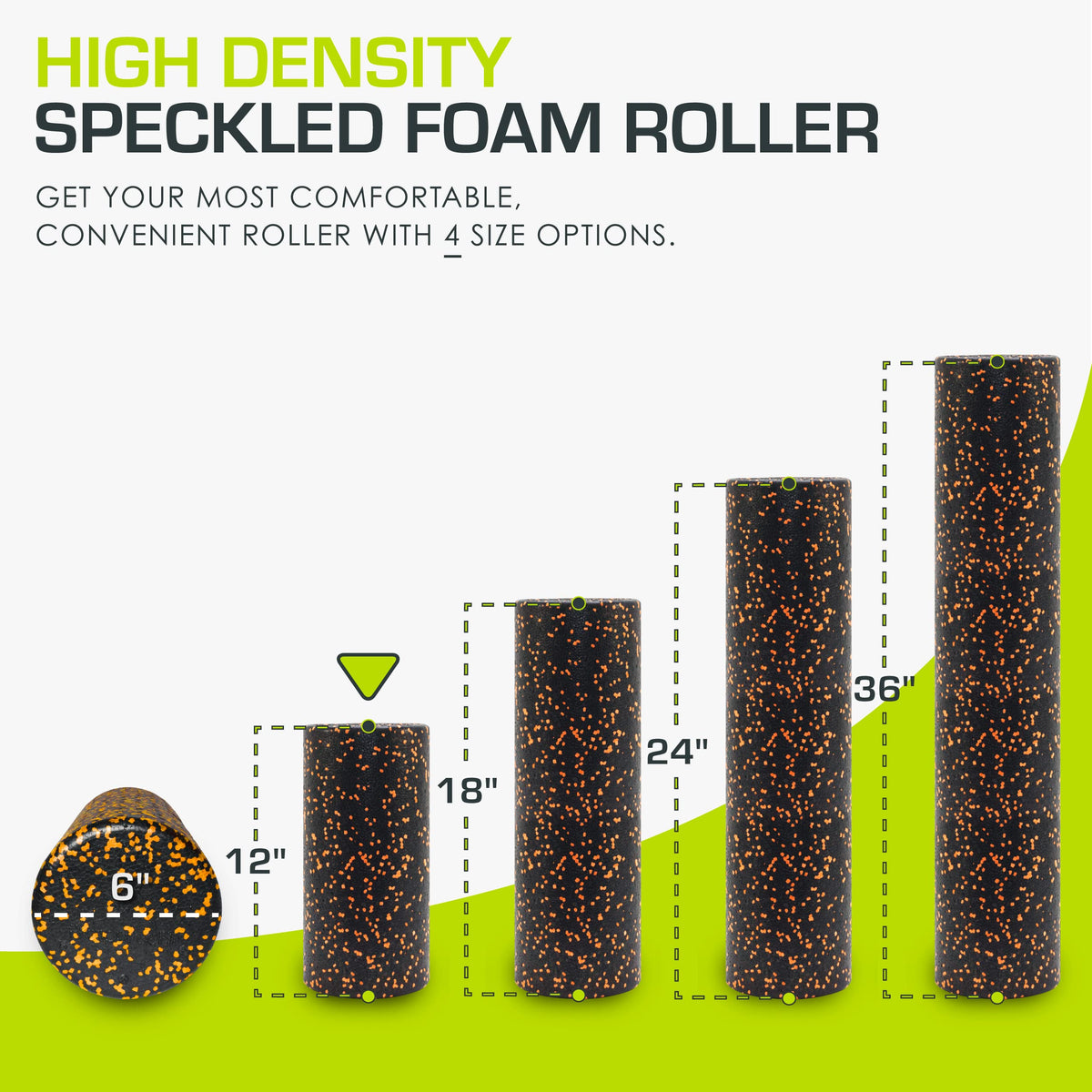 ProsourceFit High Density Foam Rollers 12 - inches long,Firm Full Body Athletic Massage Tool for Back Stretching, Yoga, Pilates, Post Workout Muscle Recuperation, Black/Orange