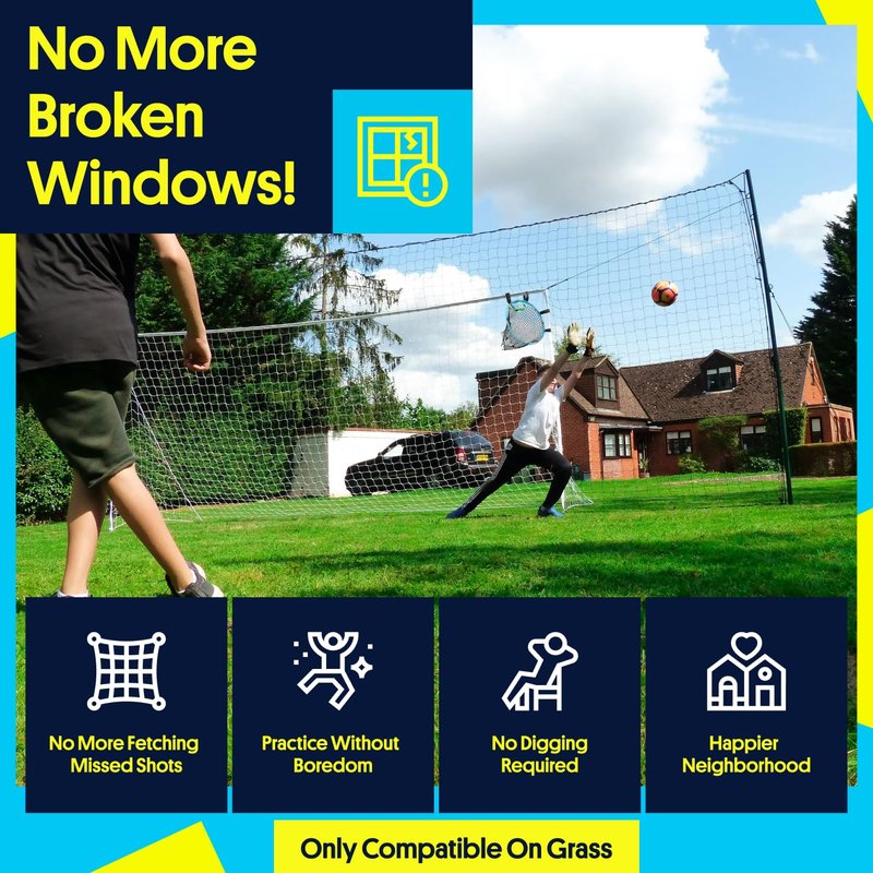 Open Goaaal 3-in-1 Soccer Goal Trainer - Large White - Practice Targets & Soccer Training Equipment - Backstop Net for Backyard - Quick Setup Goal Net & Football Accessories