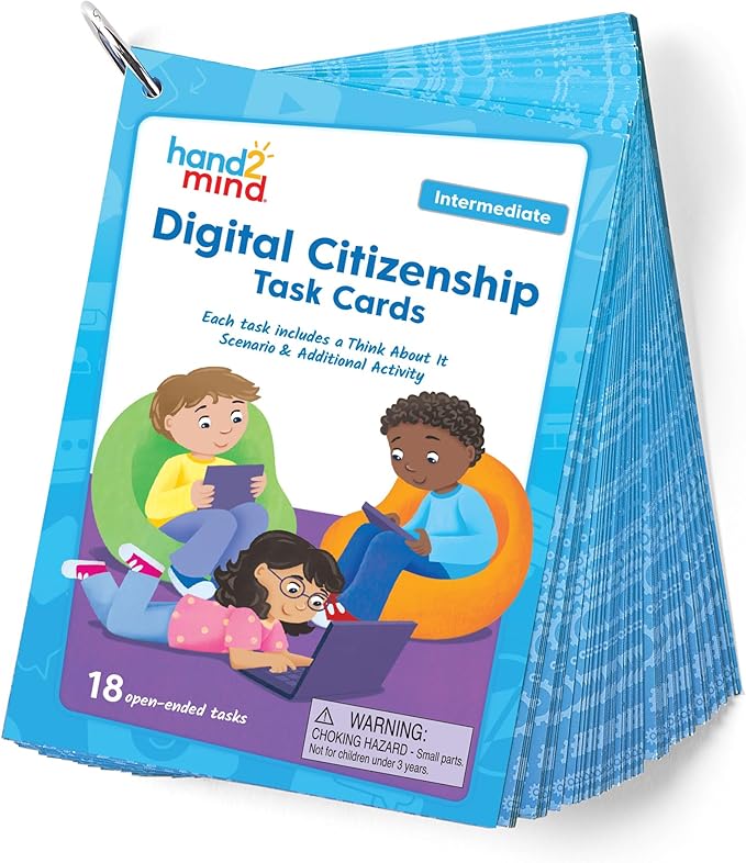 hand2mind Digital Citizenship Intermediate Task Cards, Ages 8+, Computer Science & Technology for Kids 8-12, STEM Projects, STEM Activities for Classroom, Science Classroom Supplies