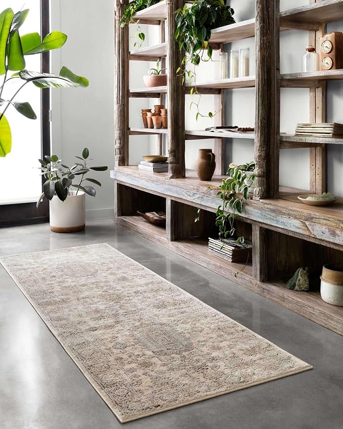 Loloi Teagan Collection TEA-03 Ivory/Sand 2'-8" x 10'-6" Runner Rug, Large, Soft Neutral Rug, High-Traffic for Living Room, Bedroom, Home Office, Dining Area