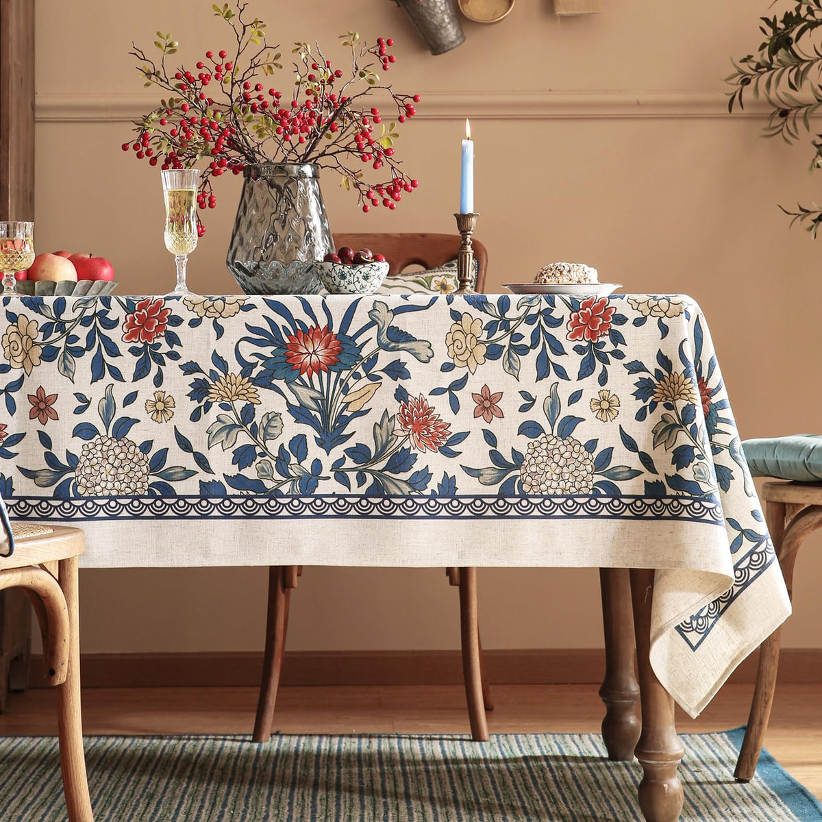 patdrea Vintage French Linen Tablecloth,Rectangular,71"x55"-Wensel