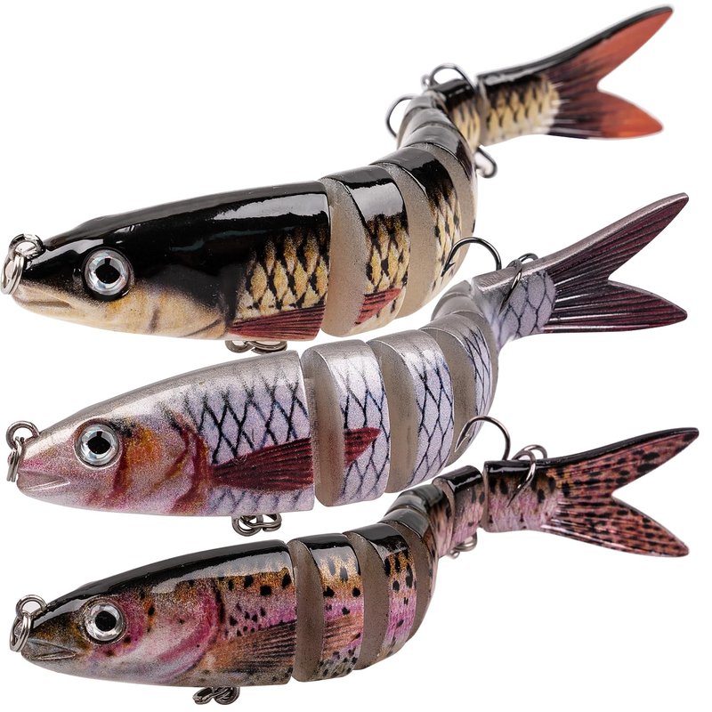 ReeMoo Fishing Lures for Bass, Topwater Fishing Lures, Multi Jointed Swimbaits, Lifelike Slow Sinking Swimming Bass Lures for Freshwater and Seawater Fishing Accessories
