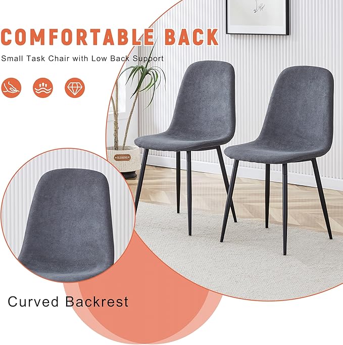 AZmac Round Dining Table Set for 4, Wooden Round Table 5-Piece with Modern Farmhouse Dining Table and 4 Fabric Chairs for Kitchen Dining Room, Walnut Table + 4 Gray Chairs