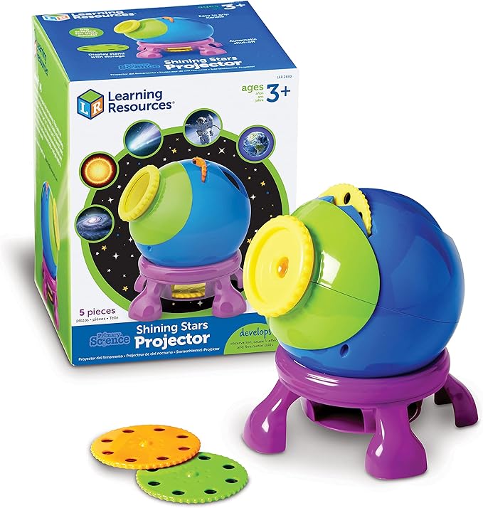Learning Resources Shining Stars Projector - Space and Planets Exploration for Kids, Astronomy Toys, Toddlers Stargazing Toy, Glow in The Dark Stars, Galaxy and Astronaut Night Lights Observation