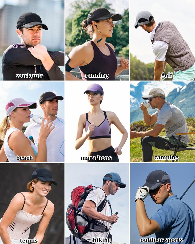 GADIEMKENSD Cooling Running Hat Quick Dry Summer Baseball Cap UPF50+ Sports Sun Caps Breathable Mesh Lightweigh Dad Hats Unstructured for Golf Tennis Hiking Gym Travel Camping Light Grey M/L 7-7 1/2
