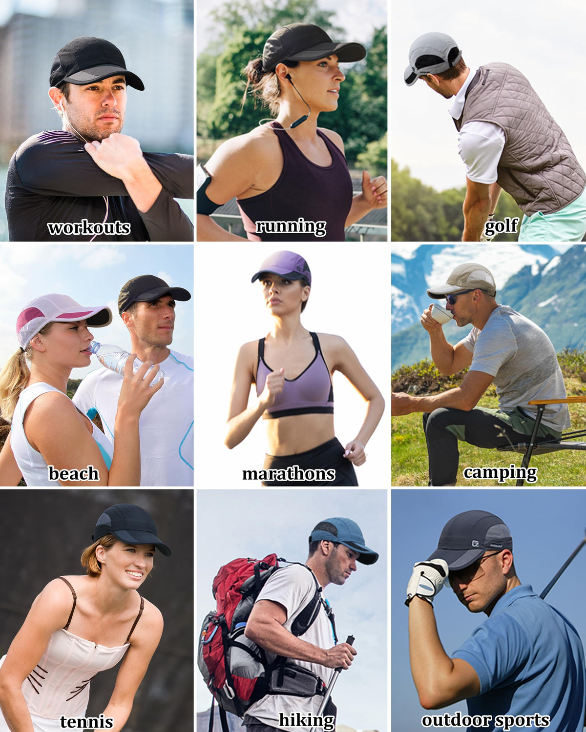GADIEMKENSD Outdoor Men's Running Hat Cooling Womens Summer Baseball Cap UV Sport Mesh Trucker Dad Hats Quick Dry Breathable Unstructured for Camping Fishing Hiking Black L