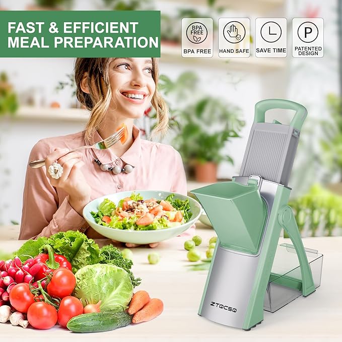 ZTQCSQ [All in 1] Upgraded Safe Mandoline Slicer for Kitchen, Veggie Slicer