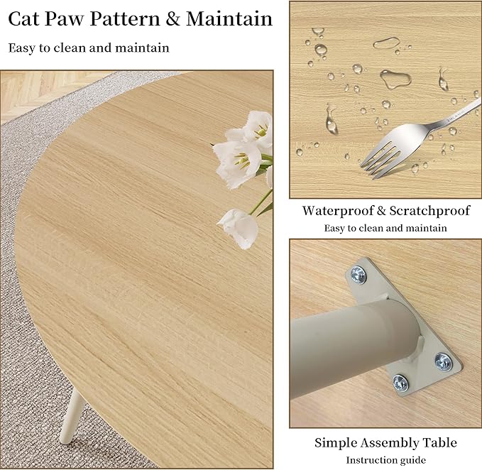 43.3 Inch Round Dining Table Set for 4, Modern Small Kitchen Coffee Set for Dining Room Kitchen Apartment (Cream Table + 4 White Shell Chairs)