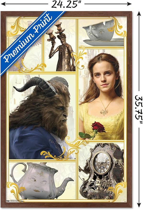 Trends International Disney Beauty And The Beast - Group Wall Poster, 22.375" x 34", Mahogany Framed Version