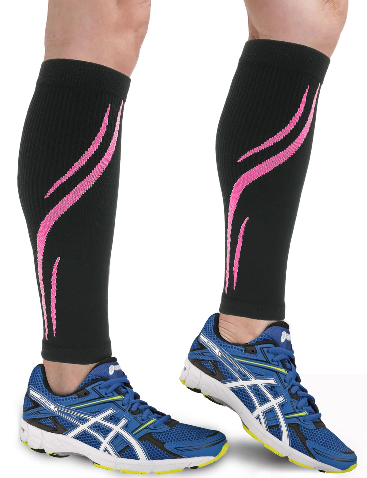 Keskale Calf Compression Sleeves for Men & Women (20-30 mmHg), Leg compression Sleeve Footless Compression Socks for Running, Varicose Veins & Shin Splint Relief, Blue, L/XL