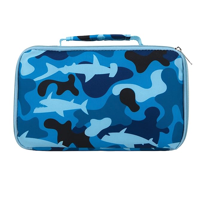 Nuby Lunchbox with Insulated Travel Bag - Bento Lunch Box - 3+ Years - Blue Sharks - Back to School Essentials