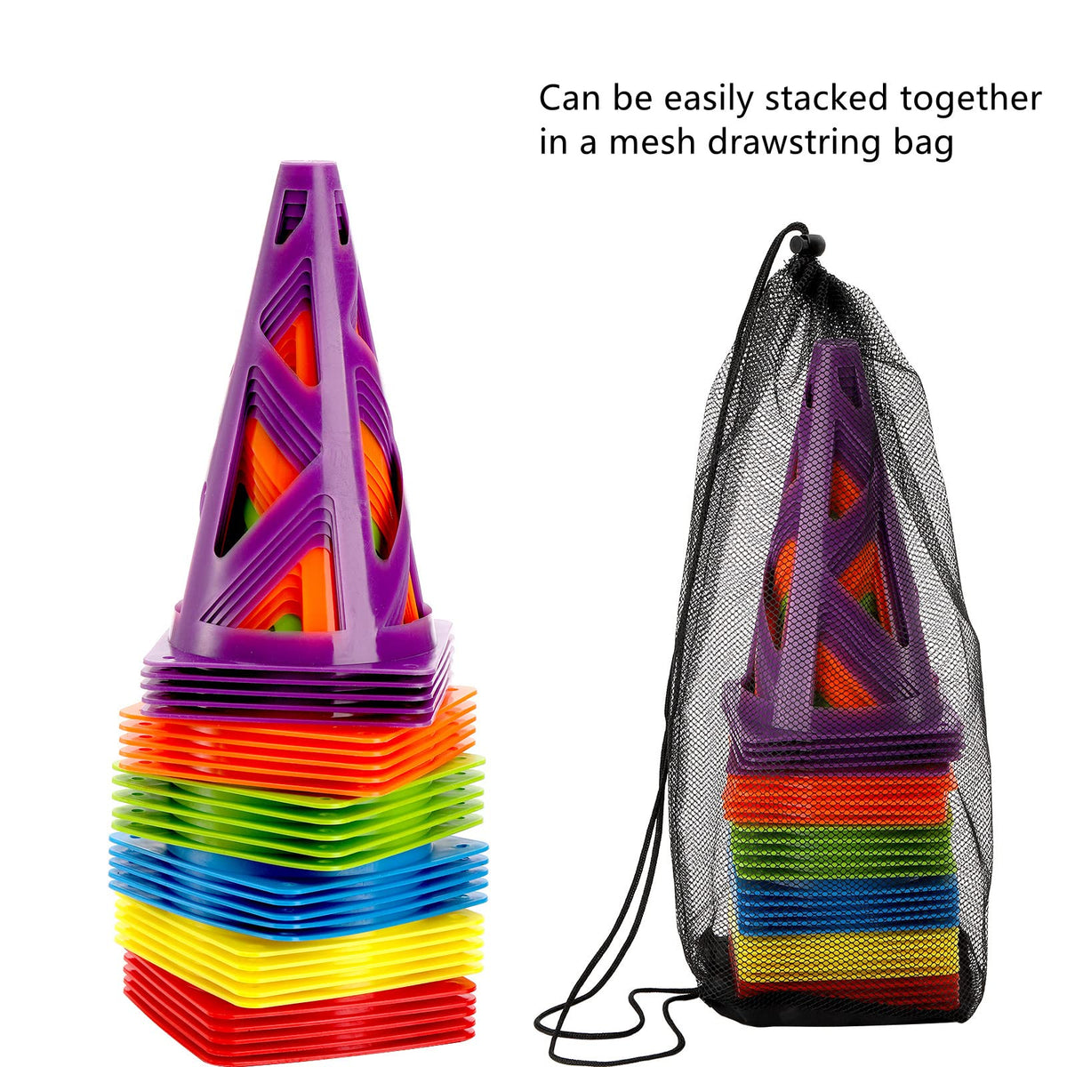 ZEAYEA 30 Pack Agility Training Sport Cone, 9 Inches Soccer Cones with Carry Bag, Basketball Training Cones for Soccer Football Basketball Speed Grab Drills and Training