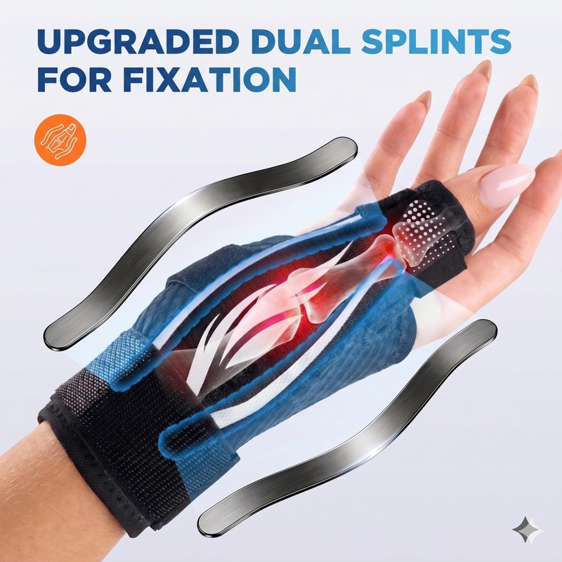 FITSOON Thumb Support Brace | Upgraded Thumb Spica Splint Stabilizer Pain Relief Night Support for De Quervain’ s Tenosynovitis Trigger Finger Arthritis Sprains | Breathable Fabric (Classic White/Black, S/M - Fit both hands)