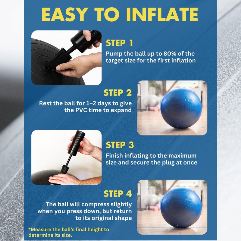 ProBody Pilates Exercise Ball - Multiple Sizes Gym Grade Balance Ball for Fitness, Workout, Pregnancy & Physical Therapy, Stability Yoga Ball Chair (Aqua, 65 cm)