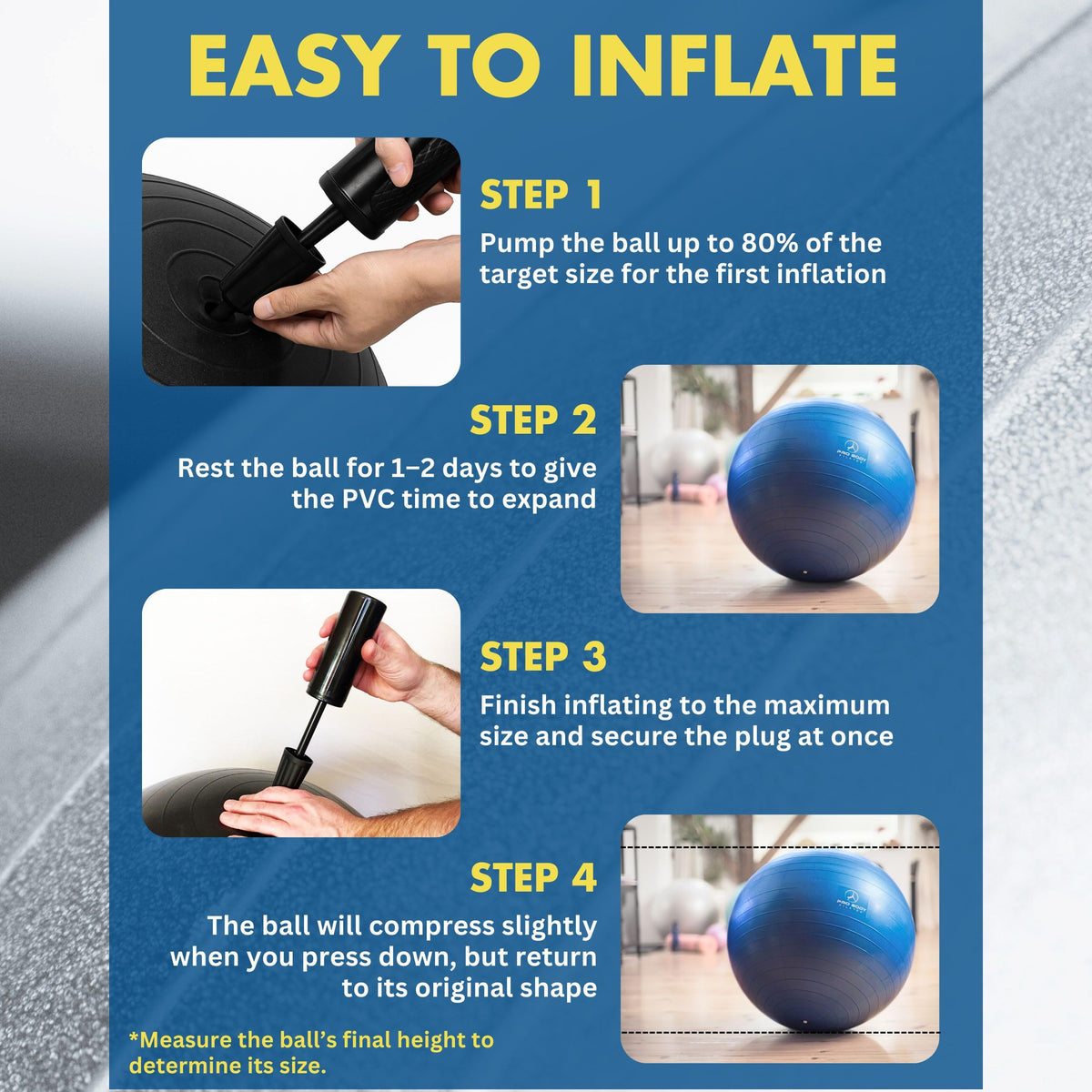 ProBody Pilates Exercise Ball - Multiple Sizes Gym Grade Balance Ball for Fitness, Yoga, Workout, Pregnancy & Physical Therapy (Silver, 85 cm)