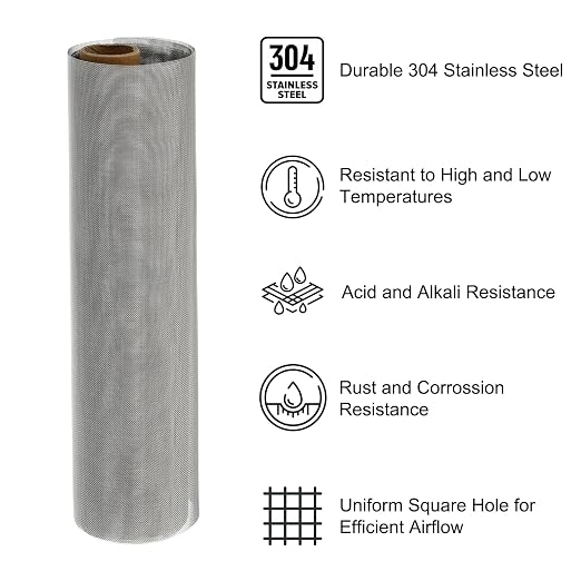 PATIKIL 40" L x 16" W Woven Wire Mesh, 50 Mesh 304 Stainless Steel Air Vent