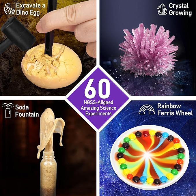 Benben Science Kits for Kids Age 5-7, 60 Experiments Educational Toy, STEM Toys for 6 7 8 Year Old Boys Girls Birthday Gift, Volcano Science Kit, Chemistry Set for Homeschooling