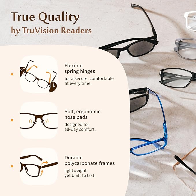 TruVision Readers Reading Glasses, Comfort Spring Hinges