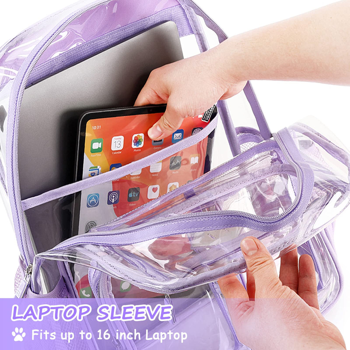 PIG PIG GIRL Clear Backpack for School,Heavy Duty PVC Transparent Bookbag for Girls Stadium Approved See Through Backpack