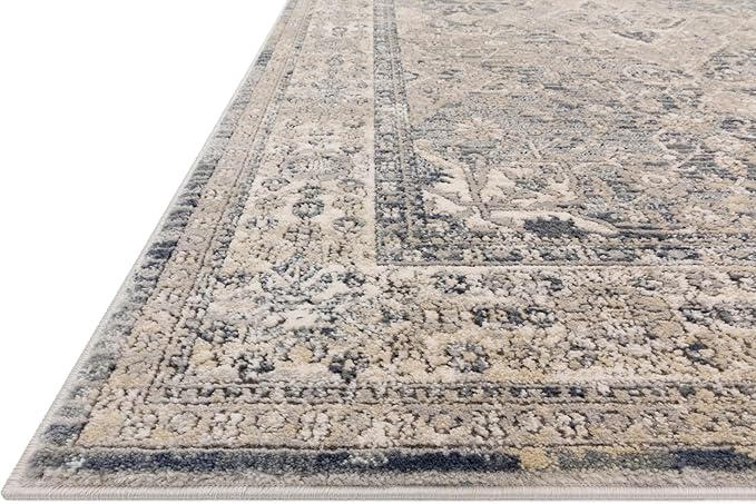 Loloi Teagan Collection TEA-04 Sky/Natural 7'-11" x 10'-6" Area Rug, Large, Soft Neutral Rug, High-Traffic for Living Room, Bedroom, Home Office, Dining Area