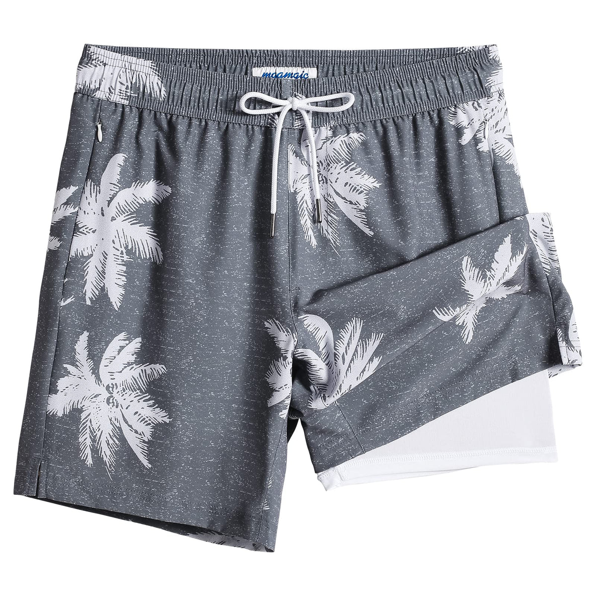 maamgic Swim Trunks Men 2 in 1 Mens Bathing Suit 7 Inch Quick Dry Mens Swimming Trunks with Zipper Pockets