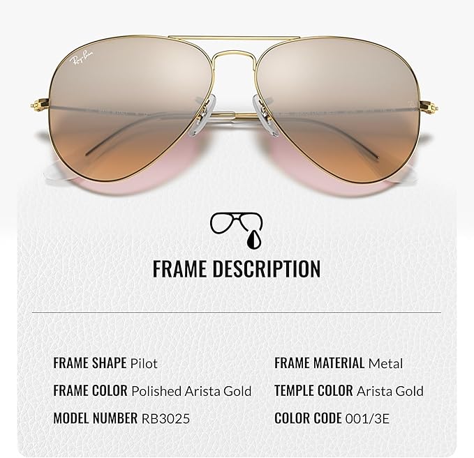 Ray-Ban RB3025 AVIATOR GRADIENT Pilot Shaped Sunglasses for Men & Women with Official RAYBAN Eyewear Kit