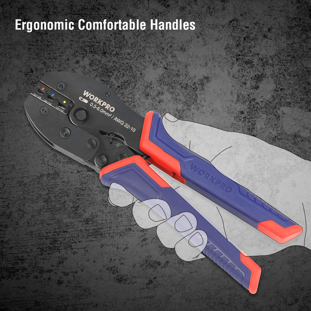 WORKPRO Wire Crimping Tool Kit, Ratcheting Insulated Terminal Crimper for 22 to 10 AWG Wire, Crimping Pliers with 100 Pieces Terminal Connectors