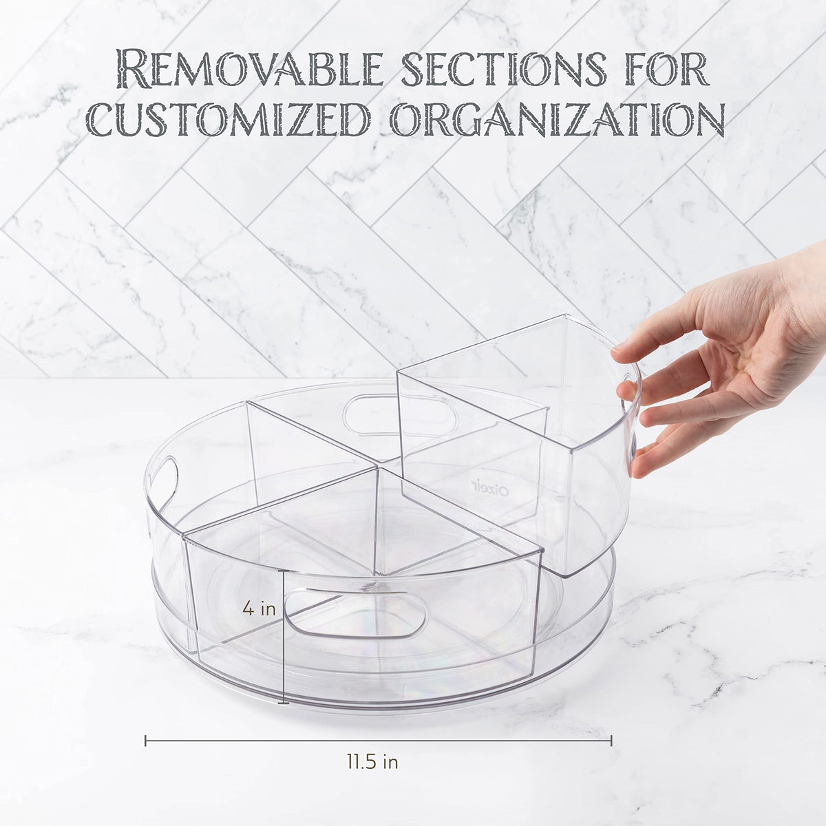 Oizeir Lazy Susan Turntable (2-Pack) - Clear Acrylic, Rotates 360 Degrees, Easily Organize Your Fridge, Cabinet or Counter - Carousel Storage for Food, Spices, Cosmetics