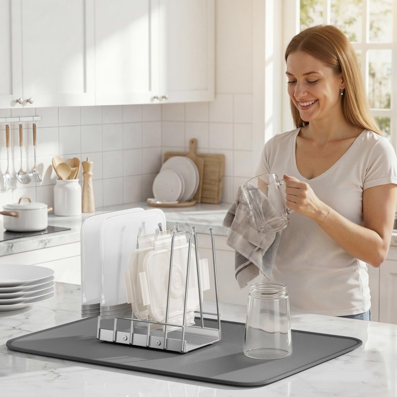 Josmimic Reusable Bags Drying Rack, Plastic Bags Dryer for Ziplock Lerine Silicone Gallon, Snack, Sandwich Storage Bags, Silver