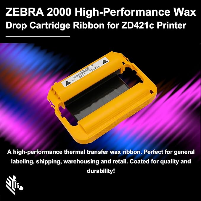 Zebra High-Performance Black Wax/Resin Ribbon Cartridge for ZD420C Thermal Transfer Desktop Printer 4.33in x 242ft 05555CT11007