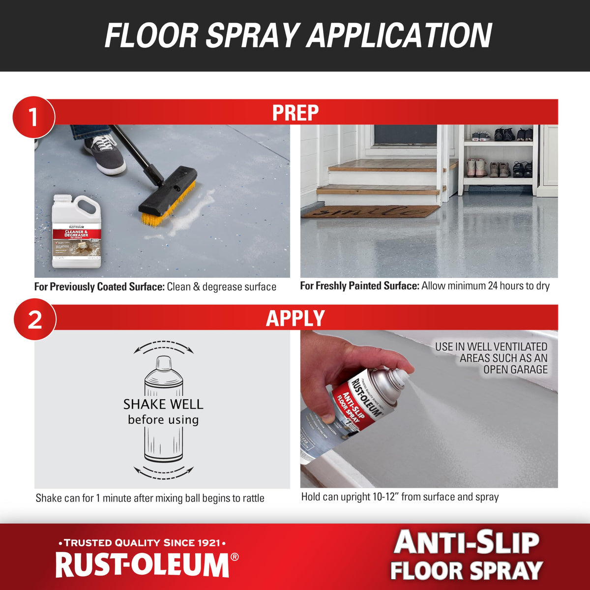 Rust-Oleum Anti-Slip Floor Spray | Textured Finish Adds Traction | Fast-Drying Formula | Resists Peeling & Fading | Clear | 15 oz Aerosol