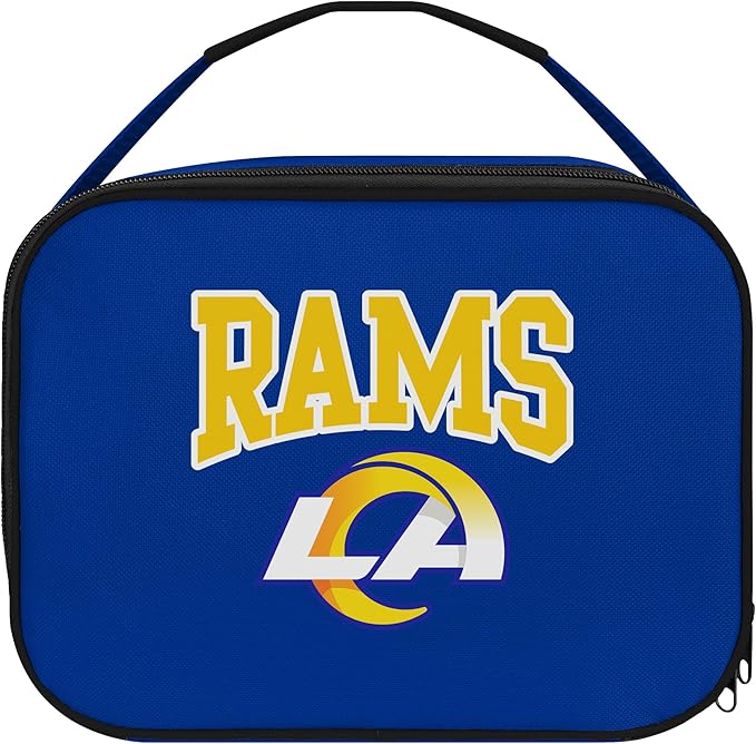 FOCO NFL Unisex-Adult Officially Licensed Wordmark Team Color Big Logo Football Zip Closure 7L Lunch Bag - Los Angeles Rams