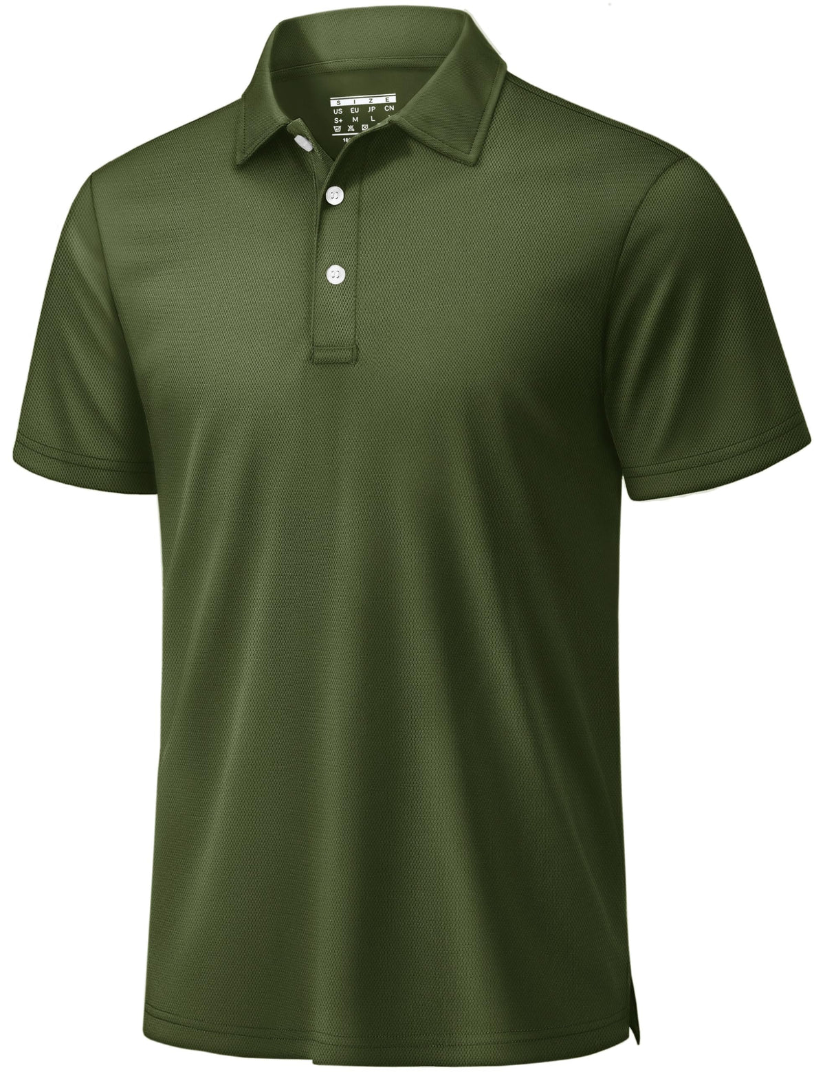 TACVASEN Mens Golf Shirt Dry Fit Mens Polo Shirts Short Sleeve Performance Golf Polos for Men with Collar Work Shirts Army Green, L