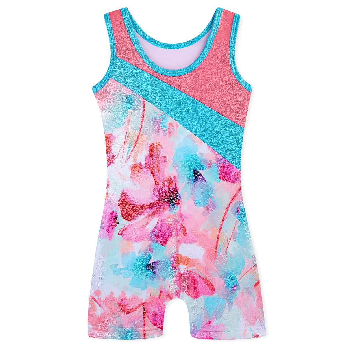 HOZIY Girls Gymnastics Practice Leotards for Girls 8-10 Coral Floral Equipments Kids Leo Orange Leotardos De Gimnasia Para Niñas