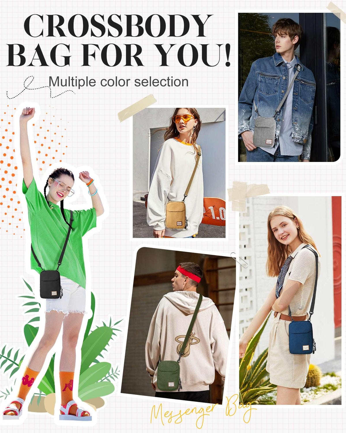 Mini Crossbody Bag Small Shoulder Bag For Men Travel Wallet Passport Holder Phone Purse Unisex, Mini Messenger Satchel Bag For Women Fanny Pack Neck Pouch Bags With Headphone Jack - Black