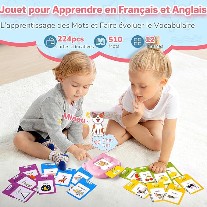 Spanish & English Talking Flash Cards for Toddler, 510 Sight Words Learning Toys, ABC & Numbers Educational Montessori Toys, Speech Therapy Toys, Children's Sensory Preschool Learning Birthday Gifts