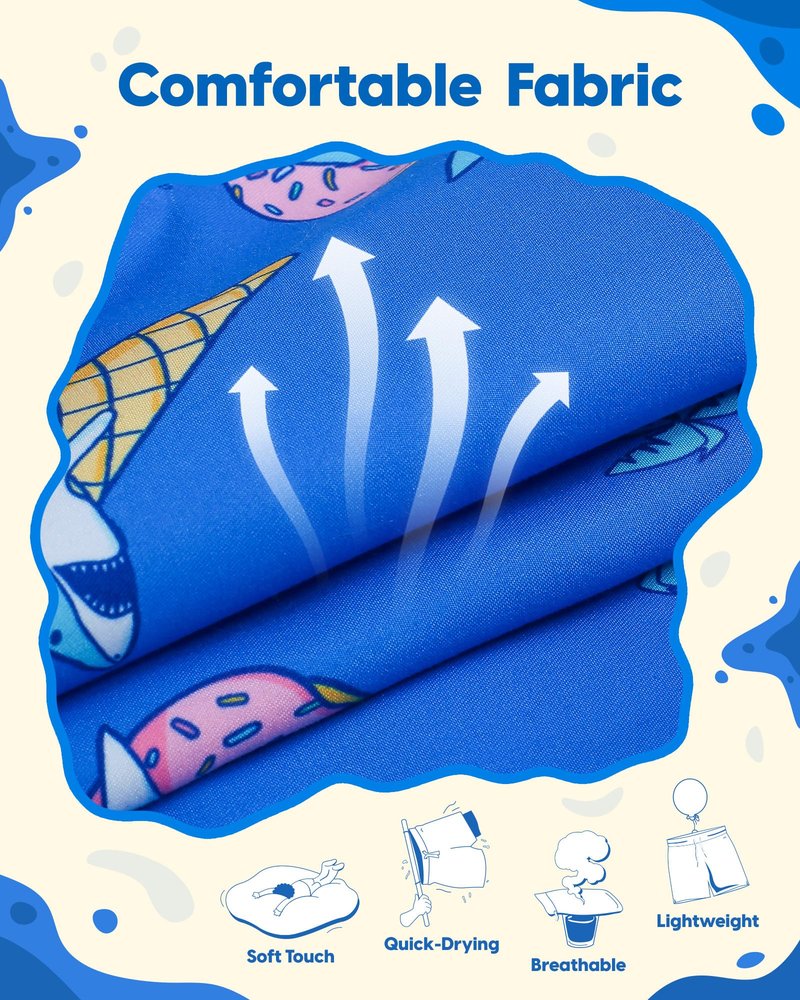 maamgic Boys Swim Trunks Toddler Swim Shorts Little Boys Bathing Suit Swimsuit Toddler Boy Swimwear Ice Cream Blue 3T